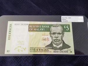 Malawi 5 Kwacha 2005 Pick #36c Uncirculated - Serial #BD6136300 - Picture 1 of 2