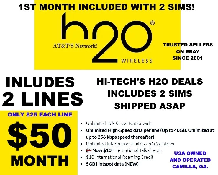 () H20 4g LTE Triple SIM Card Nano Micro and Mini H2O