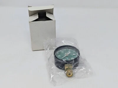 1/2" NPT Air Pressure Gauge 0-100 PSI Side Bottom Mount 2" Face - Image 1 of 4