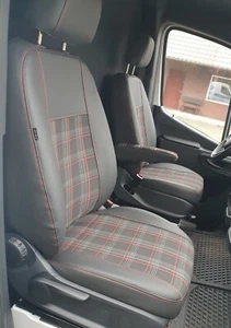 Fundas de asiento a medida para 2x asientos individuales J7 rojo aptas para Renault Trafic a partir de 2014 - Imagen 1 de 10