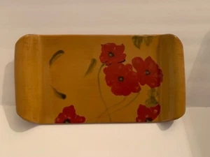Vintage Red Poppies Cheeseboard Hors d'oeuvre Platter Pottery Stoneware Unique - Picture 1 of 4