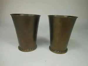 Rare Pair Lars Holmström Hammered Brass Vases 4 1/2 Inches Sweden Vase - Picture 1 of 12