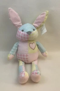 Pottery Barn Kids Patchwork Bunny Rabbit Pastel Seersucker Plush 17" Tags 2018 - Picture 1 of 12