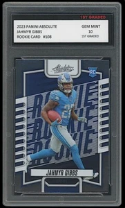 Tarjeta de novato Jahmyr Gibbs 2023 Panini Absolute 1er grado 10 NFL radiocontrol Detroit Lions - Imagen 1 de 1