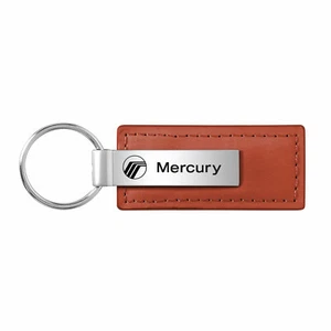 Mercury Logo Brown Leather Key Chain - Picture 1 of 2