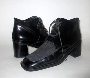 EUC MARC O'POLO UK 5 8 laced ankle boots leather & fabric upper Vintage inspired - Picture 1 of 12