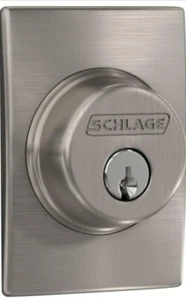 Schlage B60 N CEN 619 Deadbolt Century Trim Keyed Highest Security Satin Nickel - Picture 1 of 2