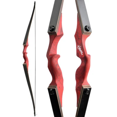 60" Takedown Hunting Bow 20-60lbs Longbow Wooden Archery Target Black Hunter - Image 1 of 4