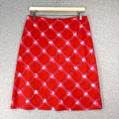 Tahari Skirt Womens 10 Red and White Geometric A Line Wool Office Retro - Image 1 of 4