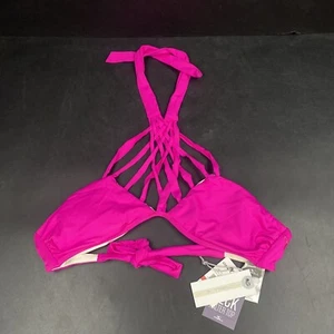 Oneill hochgeschlossenes Neckholder-Top Strand vorne rosa Bikini Fransen vorne Badeanzug Oberteil XS - Bild 1 von 9
