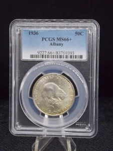 UNITED STATES 1936 ALBANY COMMEMORATIVE SILVER HALF DOLLAR SLABBED PCGS MS 66+ - Picture 1 of 2