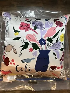 New Kate Spade New York Cafe Birds Floral Decorative Pillow - Picture 1 of 3