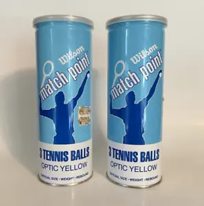 2 Cans Vintage Wilson Match Point Optic Yellow Tennis Balls NEW SEALED - Picture 1 of 4