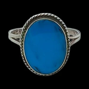 VINTAGE MEXICO TURQUOISE RING STERLING SILVER ETHNIC MEXICAN SIZE 7 - Picture 1 of 7