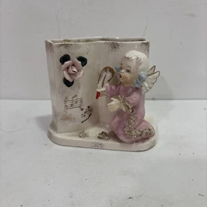 Vintage NAPCO Spaghetti trim ANGEL figurine Note/ Pen Holder Japan - Picture 1 of 4