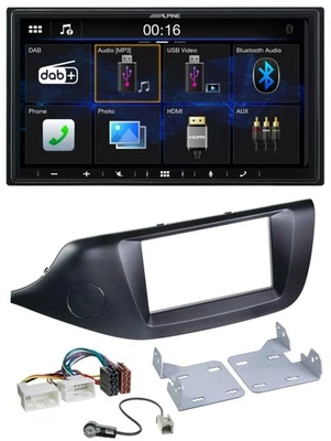 Alpine Bluetooth 2DIN MP3 DAB USB Autoradio für Kia Ceed (ab 12) schwarz - Bild 1 von 4
