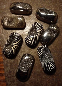 Lote de 8 brazaletes colgantes de geoda de ágata polaca para hacer joyas paquete cebra - Imagen 1 de 15