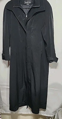 Gabardina larga vintage Regent Park para mujer talla 8 negra. Forrado, cremallera/botón Foto 1 de 4