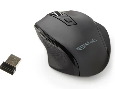 Amazon Basics Computer Mouse Wireless, Ergonomic, 2.4 GHz, DPI Adjustable, Black - Image 1 of 4
