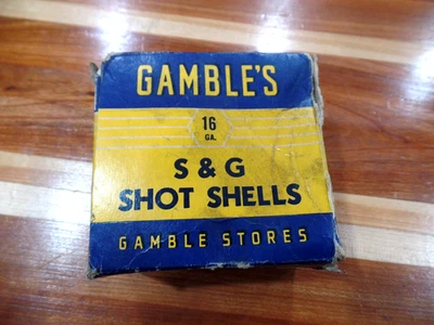VINTAGE GAMBLE'S EMPTY S&G  SHOTGUN SHELL BOX  2 1/2'' 16 GAUGE GAMBLE STORES - Image 1 of 4
