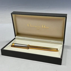 Good Condition: Genuine Dior Fountain Pen/K18/Gold Silver - Picture 1 of 9