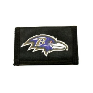 Cartera negra Baltimore Ravens triple pliegue estilo nailon mercancía oficial de la NFL - Imagen 1 de 2