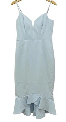 BNWT Bardot Peplum Midi Dress Size AU 8/US 4 Blue Plunge Fit Flare Bridesmaid - image 1 of 4
