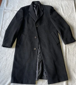 Chaps Mens Wool Overcoat Topcoat 42L | Charcoal Excellent Condition Dress Casual - Picture 1 of 12