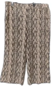 Ava & Viv Women Plus Size Brown Snake Print Wide Leg Pants 2XL Elastic Waist  - Picture 1 of 14