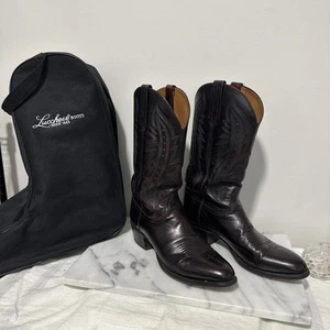 Lucchese Classic Western Boots Mens 10.5D Burgundy/black USA W/ Case 63504 - Picture 1 of 23