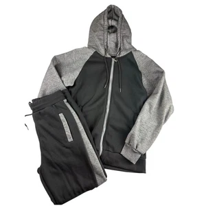 Men's Hooded 2 Piece Tracksuit Set - Black and Gray - Size S - Picture 1 of 10