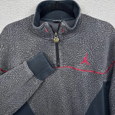 Толстовка мужская Jordan M серая 1/4 на молнии пуловер со слоновьим принтом логотипом джампера Y2K - Изображение 1 из 4