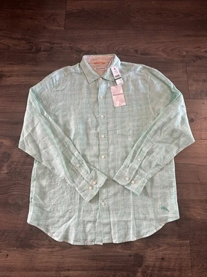 Camisa Tommy Bahama Ventana de Lino a Cuadros Para Hombre Grande L Turquesa Col Nueva Con Etiquetas Foto 1 de 4