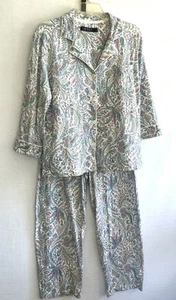 Lauren Ralph Lauren blau & rosa Paisley ~ 2-teiliges Pyjama-Set Damengröße LARGE - Bild 1 von 10