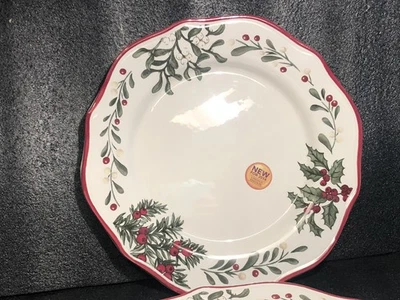 2 NEW BETTER HOMES & GARDENs Heritage WINTER FOREST Christmas Dinner Plates 11" - Image 1 of 3