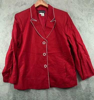 Chaquetas de traje de lino rojo vintage Herman Geist para mujer talla 16 pecho único Foto 1 de 4