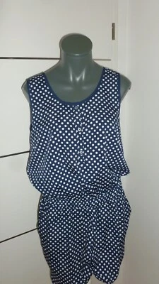 blauer Jumpsuit Overal mit weißen Tupfen Gr. L VERO MODA - Bild 1 von 4