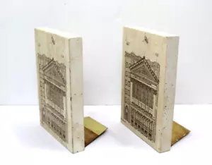 Sujetalibros contemporáneos travertino pesado color marfil de la Bolsa de Nueva York NYSE - Imagen 1 de 10