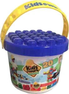 Kids@Work Bucket of Blocks, 20 Building Blocks with Storage Bucket - Picture 1 of 1