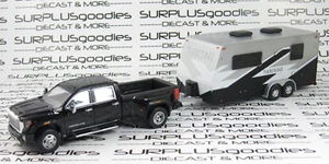 Greenlight LOOSE Black 2022 GMC SIERRA 3500 Dually Pickup w/Camper Trailer Home - Picture 1 of 10