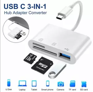 USB C 3 in 1 Hub Converter Type-C Adapter SD Card Reader For MacBook Pro Laptop - Picture 1 of 8