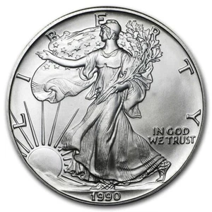 (1) 1990 1oz BU ASE American Silver Eagle $1 Dollar MS/Uncirculated Bullion Coin - Picture 1 of 2
