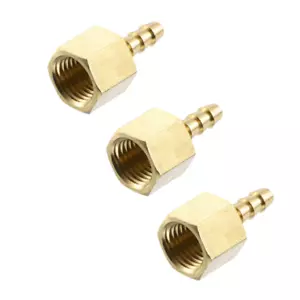 Brass Hose Barb Fitting, 3/16" Barb x 1/4" NPT Female Hose Connector 3Pcs - Picture 1 of 4
