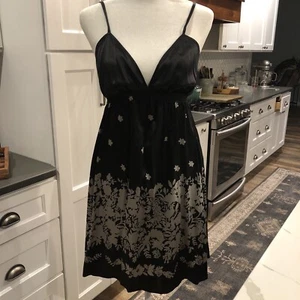 Vintage Express Womens Floral Silk Babydoll Slip Dress Sz S Fairy Black 90s Y2K - Picture 1 of 11