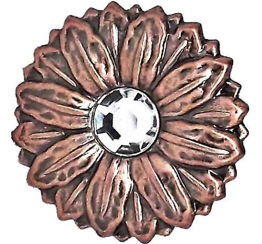 WESTERN LEATHER CRAFT TACK 1.5" COPPER ENGRAVED SUNFLOWER CONCHO screw back - Image 1 of 2