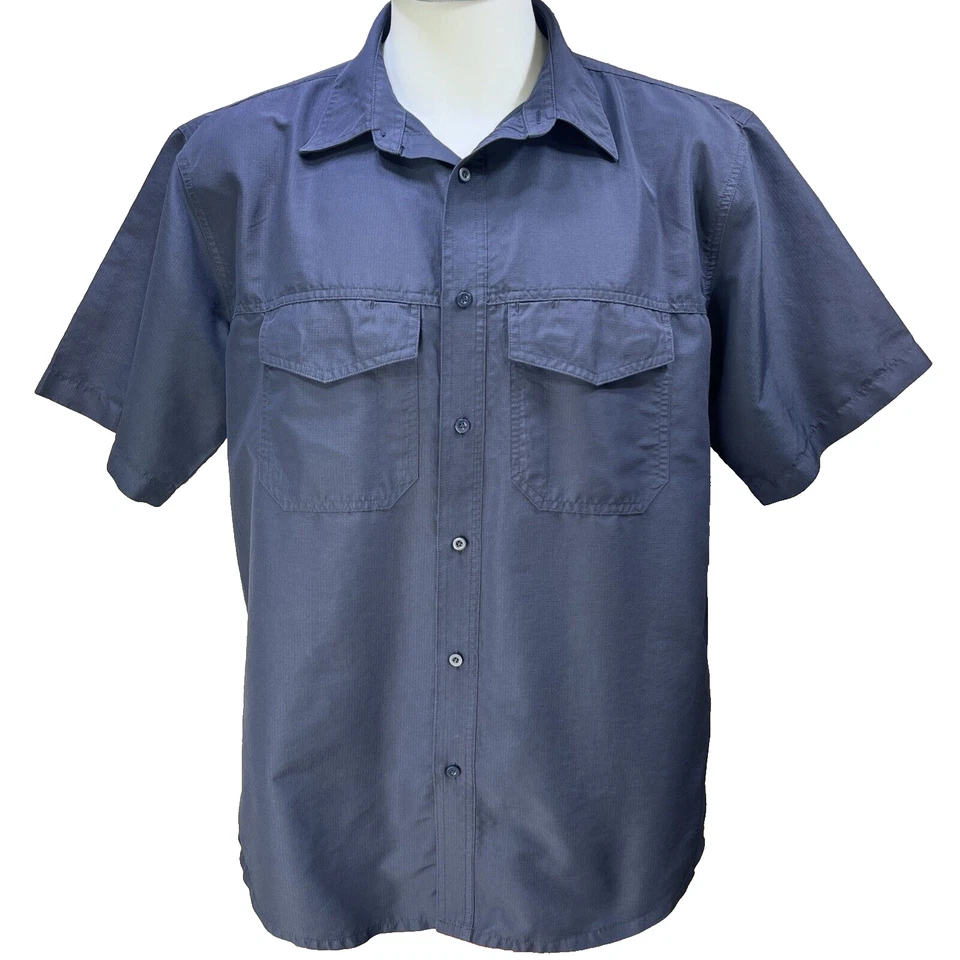 Camisa azul ventilada con botones manga corta Harrington para hombre talla XL      Bn11 Foto 1 de 4