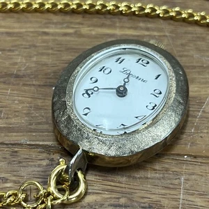 Vintage Lucerne goldfarbene Uhrenkette mit Anhänger MCM Mid Century Mod Sekretär - Bild 1 von 7