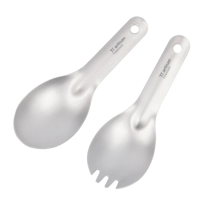 Titanium Spoon Spork Portable Ultralight Healthy Camping Backpacking Tableware - Image 1 of 4