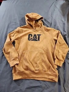 Cat Embroidered Logo Hoodie size Boys Large 14-16 Light Brown - Picture 1 of 6