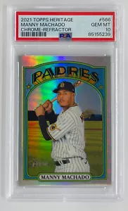 2021 Topps Heritage MANNY MACHADO Chrome Refractor /572 PSA 10 Padres #566 Pop 1 - Picture 1 of 2